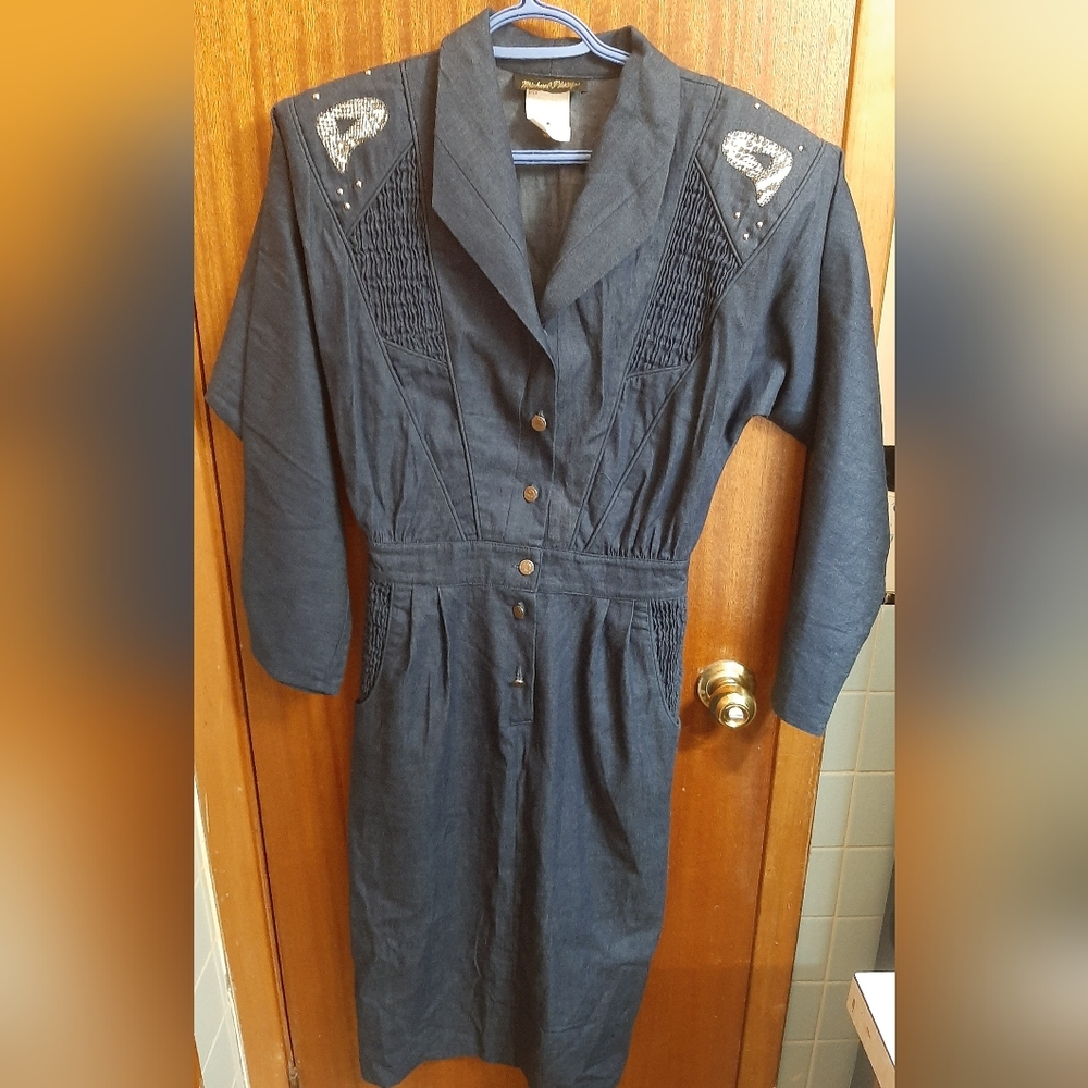 Vintage Jean Dress Michael Phillips Long Sleeve Denim